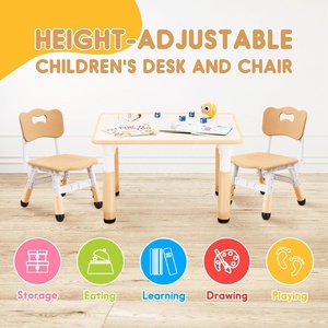 Table et 2 chaises modernes pour enfants en PP avec <span class=keywords><strong>tableau</strong></span> <span class=keywords><strong>blanc</strong></span> réglable pour tout-petits et bureau anti-graffiti pour salle de classe scolaire - Product Image 2