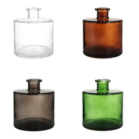 Diffuseur cylindrique de style vintage en verre ambré de 1000 ml, flacon de parfum d'intérieur de luxe rechargeable avec bâtonnets en rotin extra longs