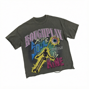 Camiseta Gráfica de Manga Corta con Cuello Redondo de Algodón para Hombre Roughplay Your Soul Is Mine, Estilo Urbano, Estampada, Ajuste Jersey - Product Image 1