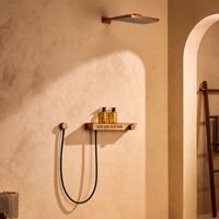 Robinet mural en cuivre brossé or chaud et froid, ensemble de douche encastré avec mitigeur intégré en céramique