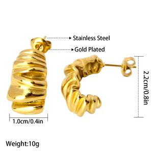 Pendientes de Acero Inoxidable Antideslustre, Chapados en Oro, Modernos y Unisex - Product Image 5