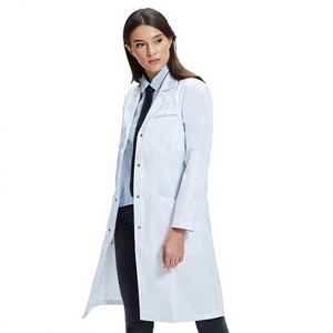 Ensemble de blouses médicales tissées noires avec passepoil rouge - Grande taille unisexe pour usage hospitalier - Product Image 4