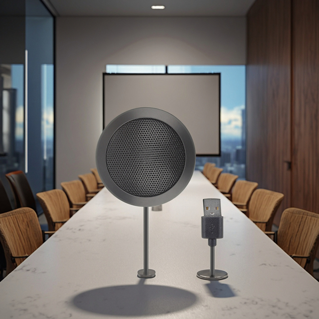Light-Weight Metal USB Conference Microphone System Desktop Wired Conference Table Microphone with Room Speaker