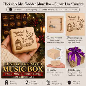 Caja de Música Moderna Unchained Melody Sinzyo, Color Rojo Vino, de Madera, Grabado Láser Personalizado, 18 Notas, Manivela Manual, Movimiento Yunsheng Ghost - Product Image 2