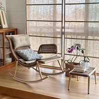 Fauteuil à bascule inclinable en rotin et métal, design minimaliste moderne, pour extérieur, balcon, cour, terrasse, chaise de détente