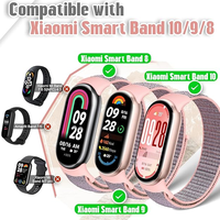 Verstelbare nylon horlogeband met klittenband voor Xiaomi Smart Band 10/Xiaomi Smart Band 9/Xiaomi Smart Band 8 NFC band