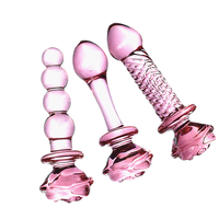 Offre Spéciale : Plug Anal en Verre Rose, Dildo, Jouets Sexuels Anaux, Perles Florales Roses en Cristal, Baguette Anale, Plug Anal en Verre en Forme de Bouton de Rose pour Femmes
