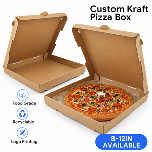 Wholesale Custom Printed Kraft Paper Pizza <b>Box</b> Corrugated Cardboard with Logo for Restaurant Takeaway Food Packaging - Product Image 1