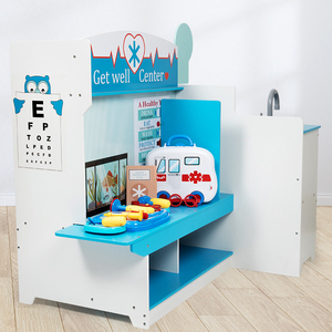 Jouet d'imitation d'hôpital en bois, jeu de rôle interactif de <span class=keywords><strong>médecin</strong></span> pour les garçons et les filles de la maternelle - Product Image 3