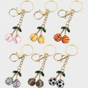 Nouveau porte-clés JS 2026 en forme de ballon de sport avec strass, breloque mignonne pour <span class=keywords><strong>femme</strong></span> (basketball, football, baseball, volleyball) - Product Image 1