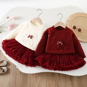 Ensemble <span class=keywords><strong>pull</strong></span> et jupe tutu pour filles 2026 – Nouveau style automne/hiver, design adorable pour petites filles, idéal pour les fêtes - Product Image 1