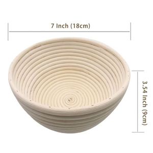 Juego de <span class=keywords><strong>2</strong></span> cestas de mimbre redondas para servir pan, cesta de mimbre con asa, cesta ovalada larga para pan, forma de pan, recipiente para masa de masa madre - Product Image 5