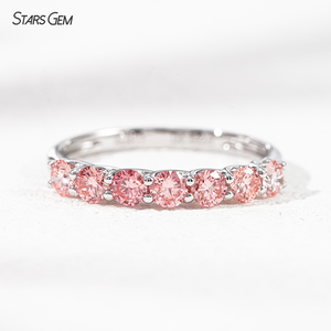 Bague unisexe Starsgem en or 10K avec diamant de laboratoire 1,0 ct 3,2 mm DEF/Rose, taille brillant demi-cercle, pour anniversaire, collection Sevenstone - Product Image 4