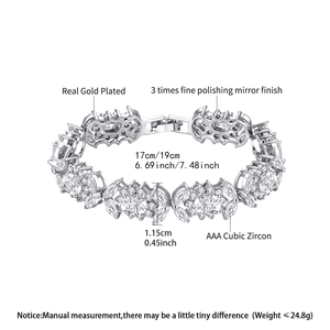 Bracelet de luxe pour femme LUOTEEMI, plaqué rhodium, design fleur de reine, serti de zircon cubique étincelant, bijoux de mariage tendance - Product Image 2