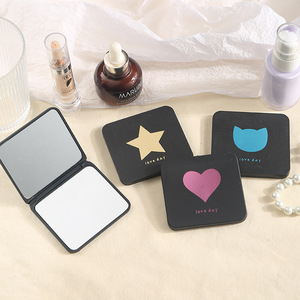 Square Pocket Folding <b>Mirror</b> Black <b>Compact</b> Double Sided Portable Travel Makeup <b>Mirror</b> Custom Logo Plastic Case - Product Image 3