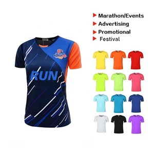 T-shirt de course à pied personnalisé avec logo, impression par sublimation, séchage rapide, coupe ajustée, pour marathon - Product Image 2