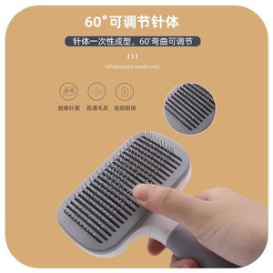 Brosse de toilettage pour animaux de compagnie, peigne autonettoyant en TPE pour l'élimination des poils de chien, vert macaron - Product Image 5