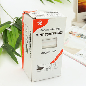 ไม้จิ้มฟันไม้ไผ่ห่อกระดาษ 1000 ชิ้น ทรงกลม สีขาว - Product Image 1