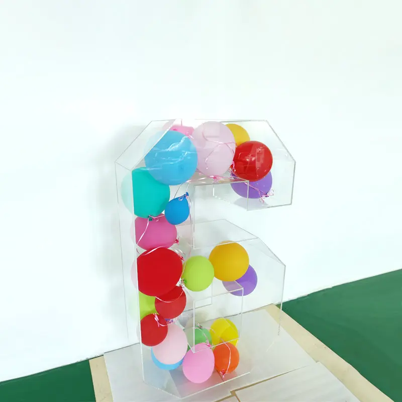 3D Acrylic khung số sáu bóng điền đứng đám cưới Bóng khung số 6 bóng điền hộp đứng tùy chỉnh số 0-9