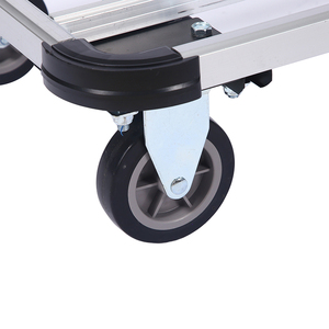JK Industrial Folding Aluminium Frame Hand Cart <b>Dolly</b> OEM Lightweight Four-<b>Wheel</b> Platform Trolley Silver Powder Coated Chrome - Product Image 4