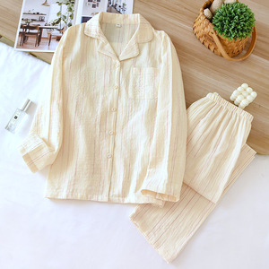 All'ingrosso pigiama a righe di alta qualità da donna in <span class=keywords><strong>cotone</strong></span> a manica lunga vestito di <span class=keywords><strong>cotone</strong></span> <span class=keywords><strong>vestiti</strong></span> per la casa Casual abbigliamento da notte Set - Product Image 3