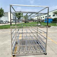 Carro de acero inoxidable de grado alimenticio personalizado para colgar carne y salchichas, carro para ahumar salmón