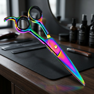 Ciseaux à plasma professionnels ASAP 440-C à lame courbée en acier inoxydable, pour droitiers, manche long, très vendus, haute qualité, pour coiffure - Product Image 2