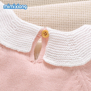 Nuovo stile 2024 Mimixiong bambina colore combinato vestiti a maglia 100% cotone <span class=keywords><strong>bella</strong></span> pagliaccetto estivo del bambino per le ragazze - Product Image 5