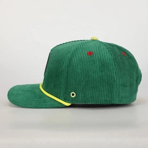 Casquette de baseball unisexe OEM 5 panneaux en velours côtelé avec logo en caoutchouc, cordon de golf, boucle métallique imperméable, vente en gros, personnalisable pour hommes - Product Image 3