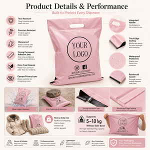 Buste per Spedizione Vestiti in Plastica con Logo Personalizzato Stampato Buste Impermeabili in Polietilene con Manico - Product Image 2