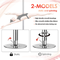 Poteau de danse avancé 45mm avec ajusteur de hauteur à la base Spinning / Static Stripper Pole Kit de poteau de danse amovible Portable