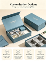 Boîte cadeau rigide à fermeture magnétique avec doublure douce, écologique et étanche, logo personnalisable pour bijoux, foulards, aromathérapie, rangement
