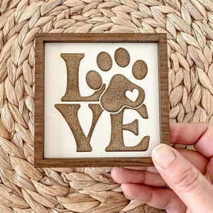 Biển gỗ MDF khắc hình dấu chân thú cưng, quà tặng cho mẹ nuôi chó, trang trí bàn nhỏ gọn - đồ trang trí thú cưng cho người yêu chó - Product Image 1