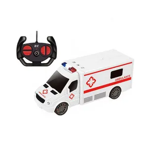 Kids remote control plastic 4 channel rc ambulance with light and sound HC486326