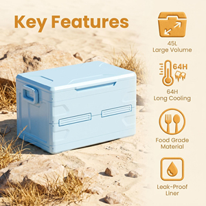 45L Solar Panel Compatible <b>Cooler</b> <b>Box</b> Waterproof Insulated <b>Ice</b> Chest 48H Cooling Foldable Portable Insulated <b>Ice</b> Chest - Product Image 2