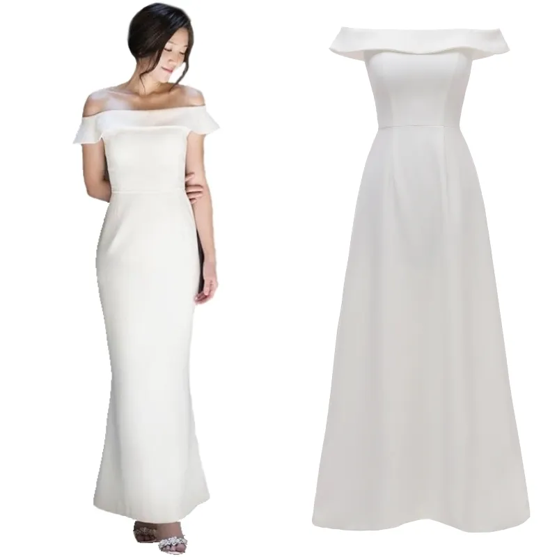 Женское атласное свадебное платье FANWEIMEI, белое платье невесты с открытыми плечами и молнией, большие размеры, 2997