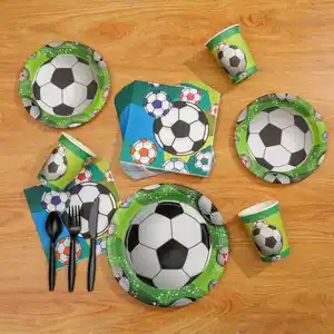 New Style Sports Themed Children Disposable Kids Football Soccer Paper Party Plates