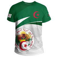 T-shirt imprimé de haute qualité avec drapeaux de l'Algérie, de la Tunisie, du Kurdistan, du drapeau national albanais et du drapeau turc