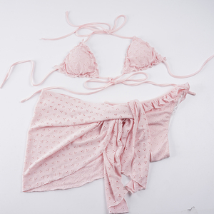 Traje de Baño Corto de Dos Piezas con Volantes y Textura para Mujer, Estilo Y2K, Bikini Hueco, Ropa de Playa de Verano - Product Image 2