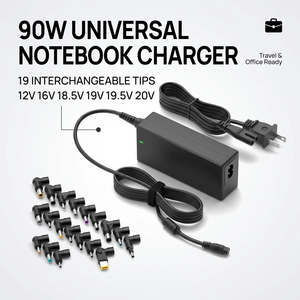 อะแดปเตอร์แปลงไฟ 90W สำหรับโน้ตบุ๊ก HP Dell Gateway Toshiba Lenovo Acer Asus <span class=keywords><strong>Samsung</strong></span> Sony Fujitsu DC 12V-20V - Product Image 1