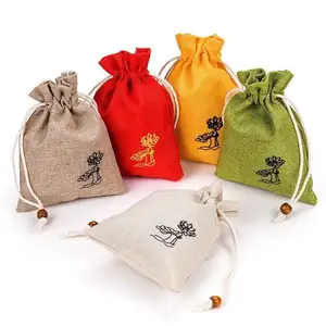 Özel jüt çanta doğal keten kumaş takı çantası koruma bilezik ambalaj pamuk/tuval İpli çanta