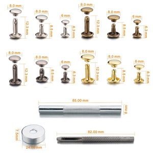 Rivets à double capuchon Source Of Five Metals, plaqués fer, durables, pour articles vestimentaires et articles en cuir - Product Image 3