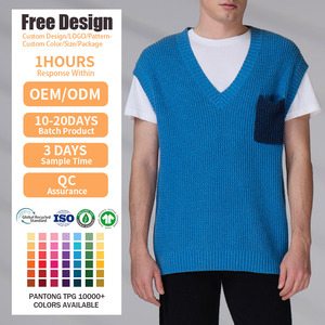 เสื้อกั๊กไหมพรมถักแบบสวมหัวลำลองสำหรับผู้ชาย ผลิตตามแบบ OEM & ODM  ผ้าแจ็คการ์ด  ไม่มีแขน  เสื้อถักนิตติ้ง  เสื้อผ้าผู้ชาย  เสื้อกั๊กไหมพรมผ้าฝ้าย - Product Image 2