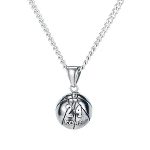Factory Supply Fashion Jewelry Necklaces KOBE Basketball Necklace Silver Stainless Steel Pendant Necklace