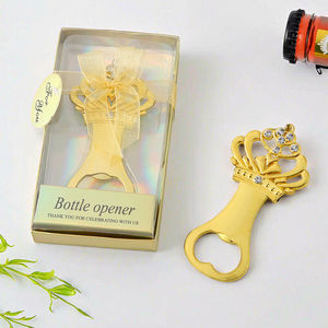 Imán de nevera de metal con relieve, abridor de botellas de cerveza creativo con corona dorada, recuerdo, directamente de fábrica - Product Image 3