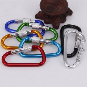 Laser Etched Small D Shape 4.8mm Aluminum Rod Diameter Hiking Portable Screw Gate Locking Carabiner <b>Clips</b> - Product Image 5