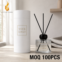 Diffuseur de parfum sans flamme en verre avec bâtonnets en fibre, personnalisé avec logo, pour hôtels de luxe, marque privée, frais et écologique