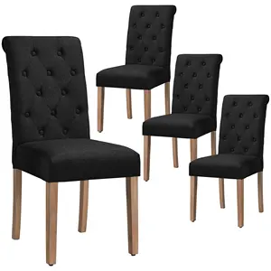 Hotel Restaurants comfortable living room chairs Fabric Dining Chairs Side Tufted Parsons Chairs with Solid Wood Legs