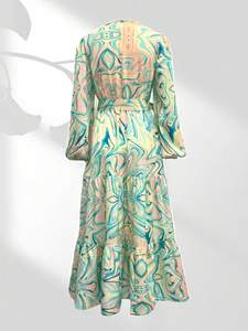 Vestido Loriya 2026, Nuevo Estilo, Estampado, Diseño Abaya Musulmana, Ropa Islámica, Vestidos Modestos de Verano, Vestido Floral de Poliéster - Product Image 2