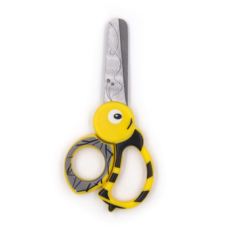 Классические детские ножницы из нержавеющей стали, низкая цена, 4,75 дюйма, пластиковые детские ножницы с тупым наконечником